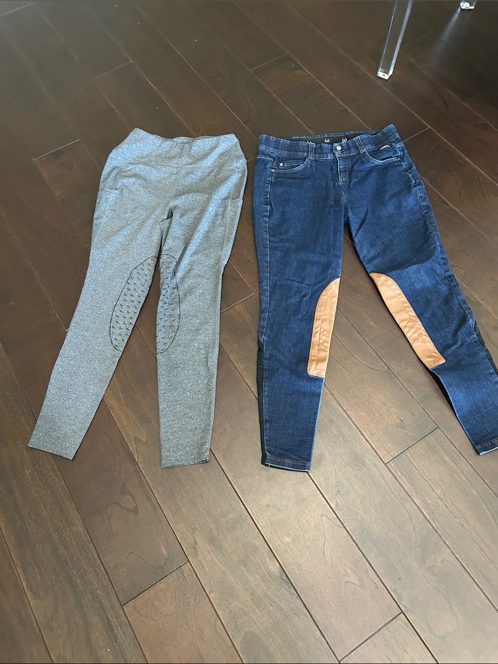 Kerrits Dark Blue Denim Jeggings with Tan Knee Patches